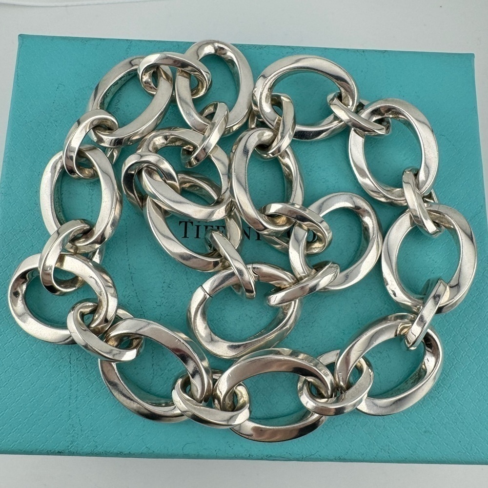 Vtg. Tiffany & Co. Twisted Twist Link Statement Necklace Sterling Silver (HEAVY)